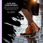 Twisted Shoes Becca Womens Rain Boots, Waterproof Wide Calf, Rubber Lace Up Duck Boot, Navy, 7