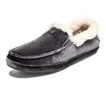 OLUKAI Ku'una Lanui Women's Slipper, Soft Velvet & Dual-Density PU Footbed for All-Day Comfort, Breathable & Supportive Drop-In-Heel, Cute & Casual Slip-On Design, Charcoal/Charcoal, 9