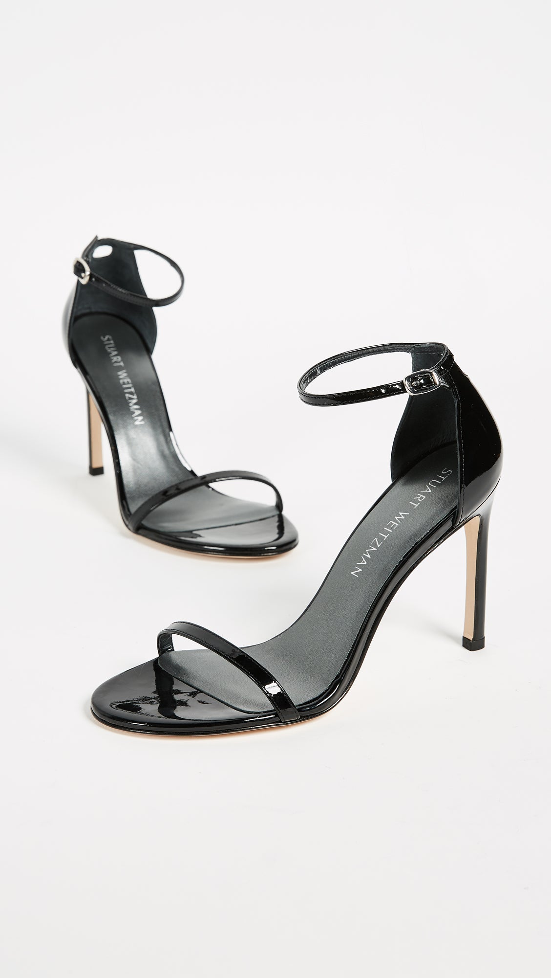Stuart Weitzman Nudistsong Ankle Strap Sandal Black Patent Leather 11 N