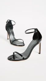 Stuart Weitzman Nudistsong Ankle Strap Sandal Black Patent Leather 11 N