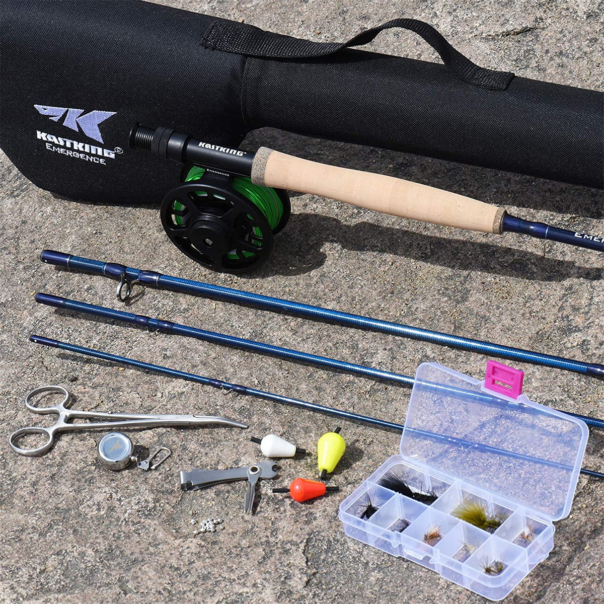 KastKing Emergence Fly Fishing Combo,4 Wt,8ft 6in, Half Handle ,Rod (8+1),3 or 4 Reel