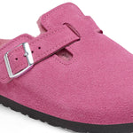 Birkenstock Women's Boston Shearling Clogs, Fuchsia Tulip, Red, 8 Medium US