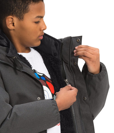 The North Face Boys' Reversible Mount Chimbo Full Zip Hooded Jacket, TNF Black, L