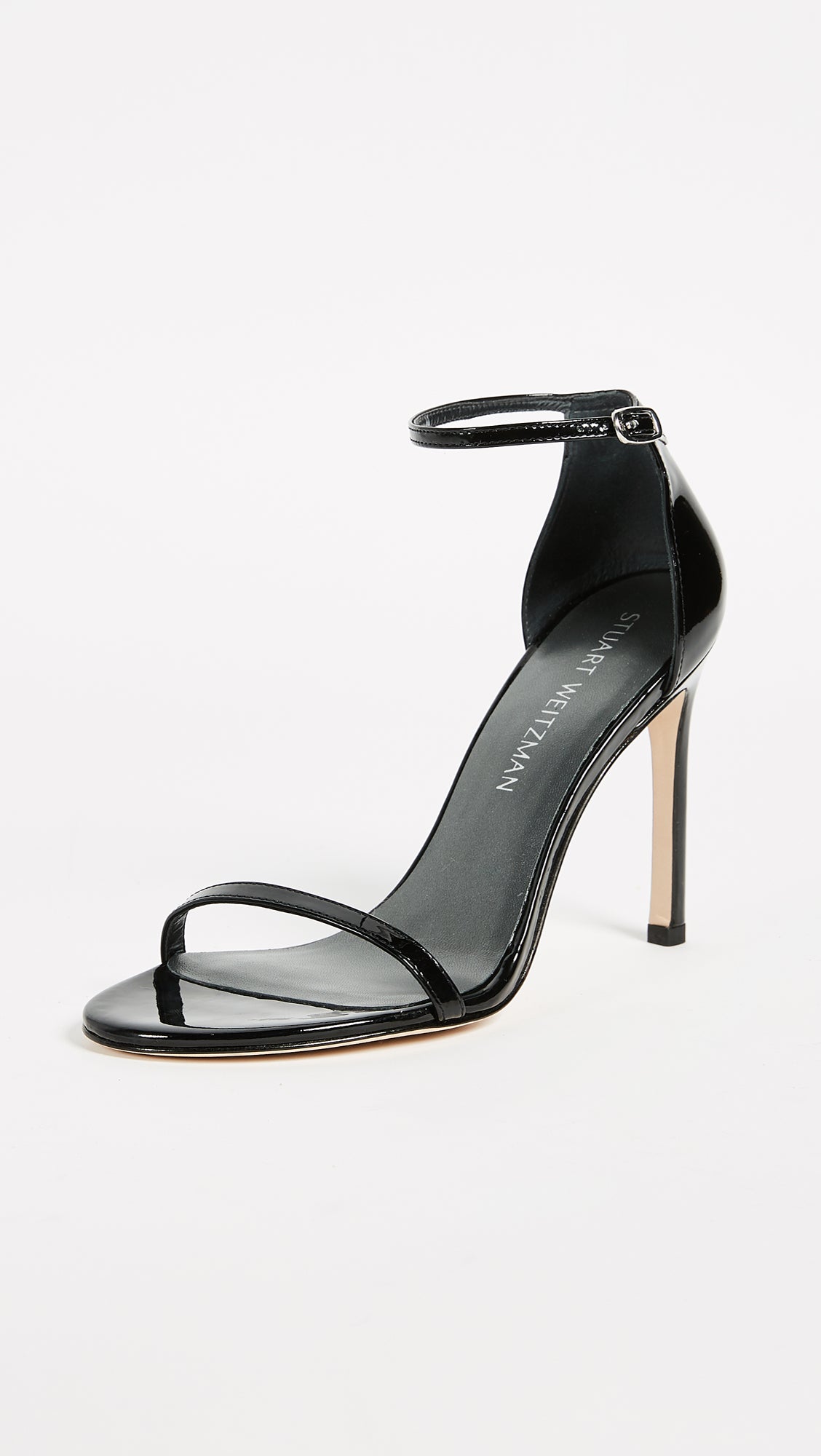 Stuart Weitzman Nudistsong Ankle Strap Sandal Black Patent Leather 11 N
