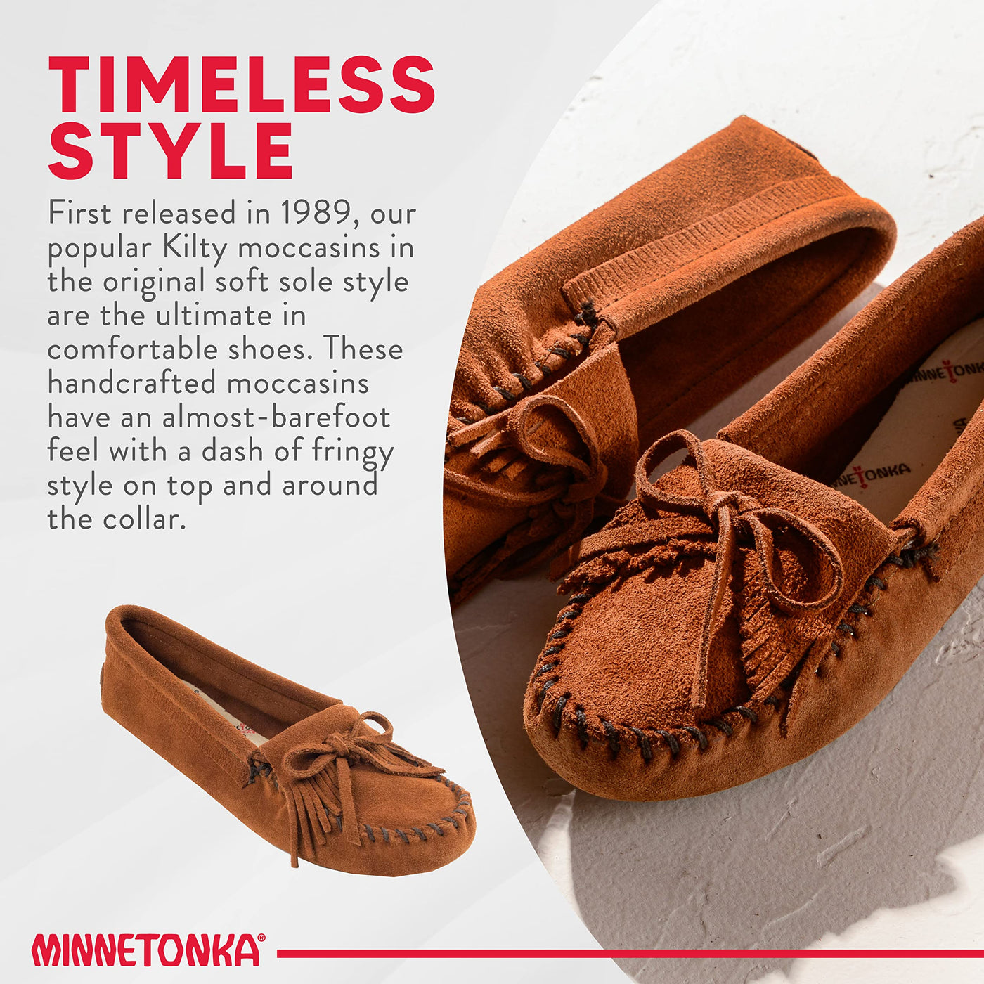 Minnetonka Women's Kilty Suede Soft Leather Sole Moccasin,Brown,9 M US