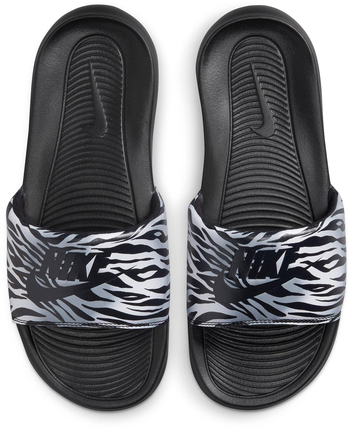 Nike Women's Victori One Slide Print Black/Black-Metallic Silver (CN9676 011) - 10
