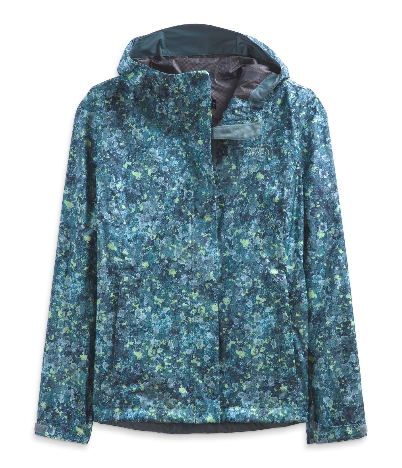 THE NORTH FACE Women’s Venture 2 Waterproof Hooded Rain Jacket (Standard and Plus Size), Beta Blue Lichen Print, Large