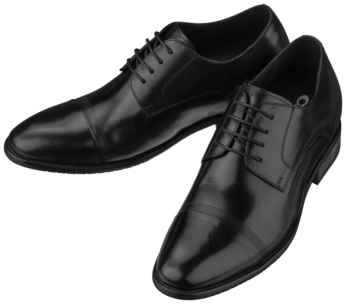 CALTO Men's Invisible Height Increasing Elevator Shoes - Black Premium Leather Lace-up Formal Oxfords - 3 Inches Taller - Y1004 - Size 7 D(M) US