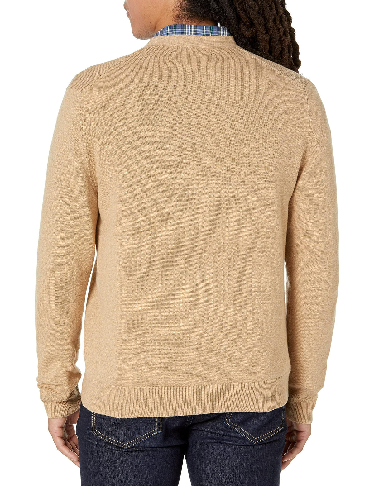 Amazon Essentials Men's Cotton Cardigan Sweater, Camel Heather, Medium