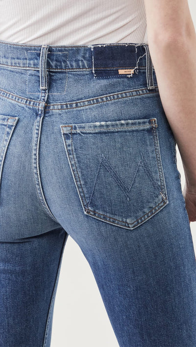 MOTHER Women's The Insider Crop Jeans 27 Regular Cowboys Don't Cry