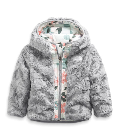 THE NORTH FACE Baby Reversible Mossbud Swirl Full Zip Hooded Jacket, Gardenia White Polka Dot Floral Print, 12-18 Months