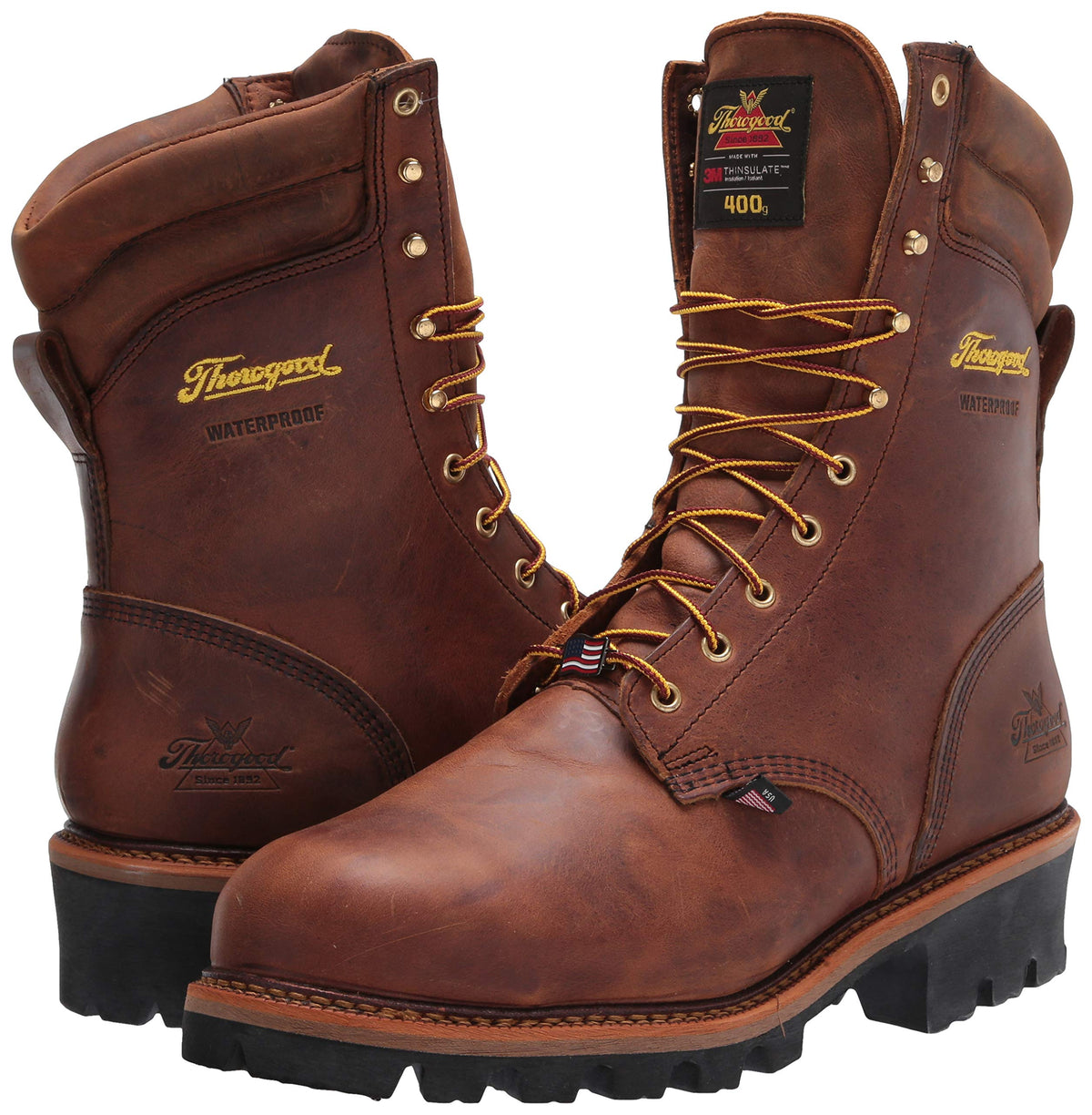 Thorogood Logger Series 9” Waterproof Insulated Steel Toe Work Boots for Men - Premium Leather with 400g Thinsulate and Vibram Slip-Resistant Heel Outsole, Trail Crazyhorse - 9.5 M US