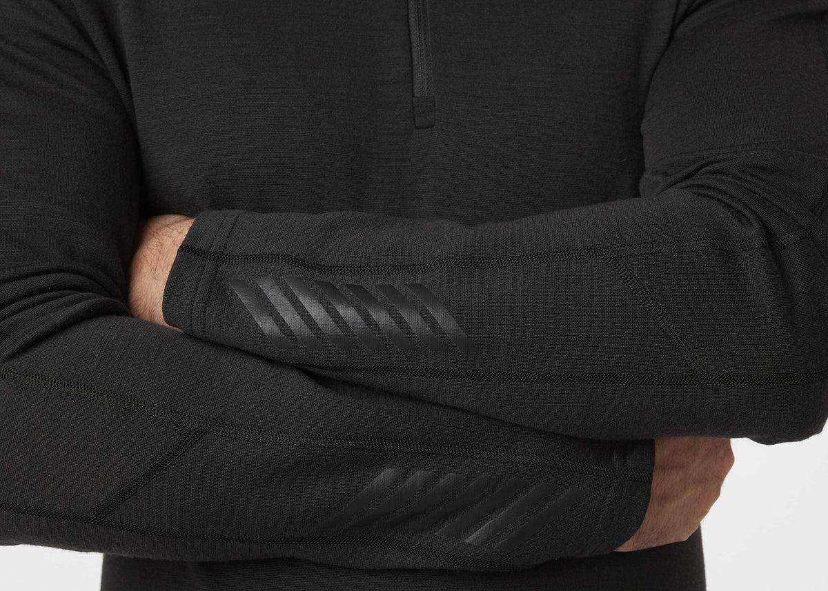Helly-Hansen Mens LIFA Merino Lightweight Base Layer Hoodie, 990 Black, Medium