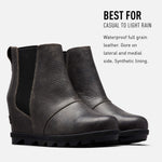 Sorel Women's Joan of Arctic Wedge II Chelsea Boot - Light Rain - Waterproof - Quarry - Size 7.5