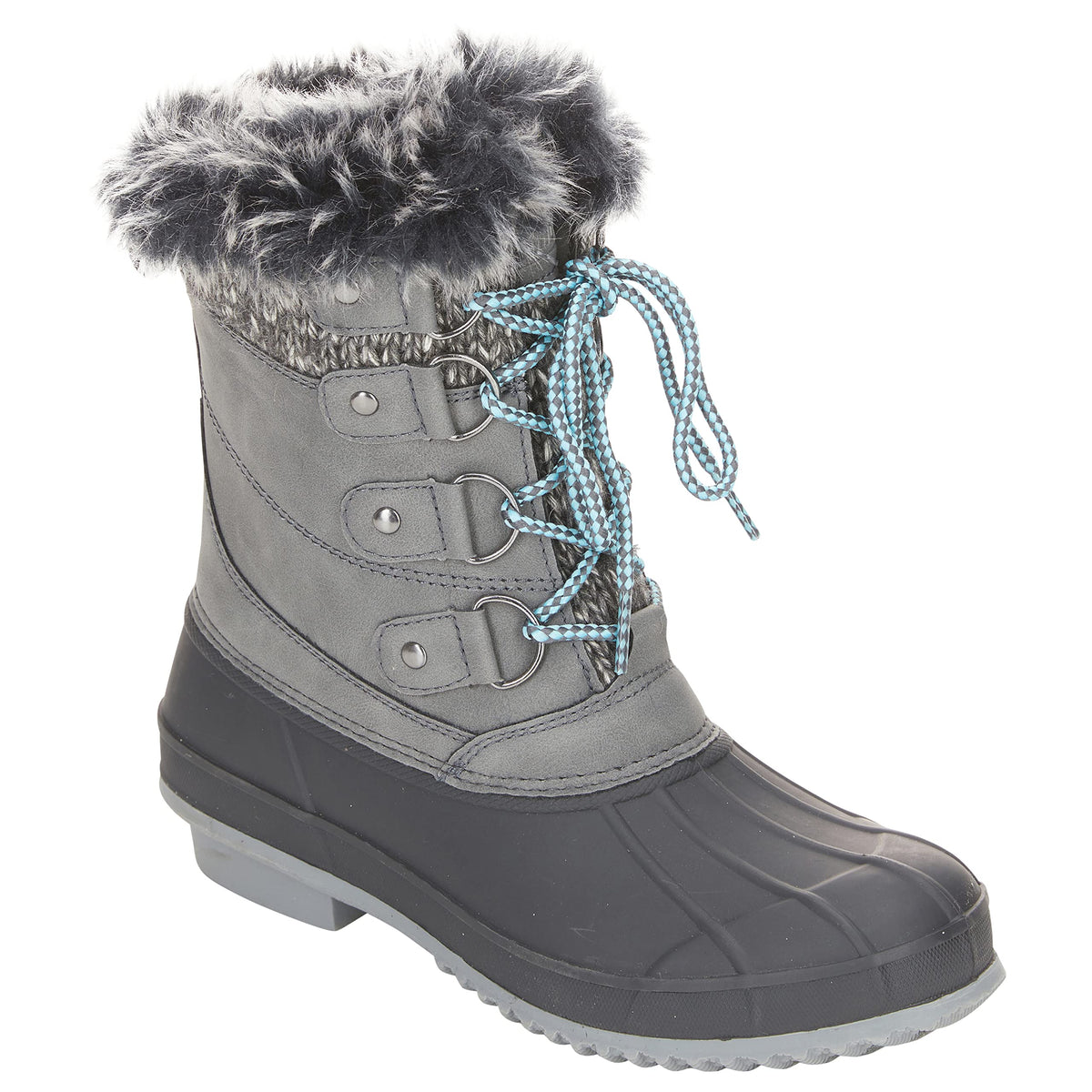 Khombu Kerigan Women's Snow Boots | Waterproof, Rubber Traction, Faux Fur Lining, Grey, 11