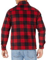 Amazon Essentials Men's Long-Sleeve Polar Fleece Shirt Jacket for Winter, Red Buffalo Check, Medium