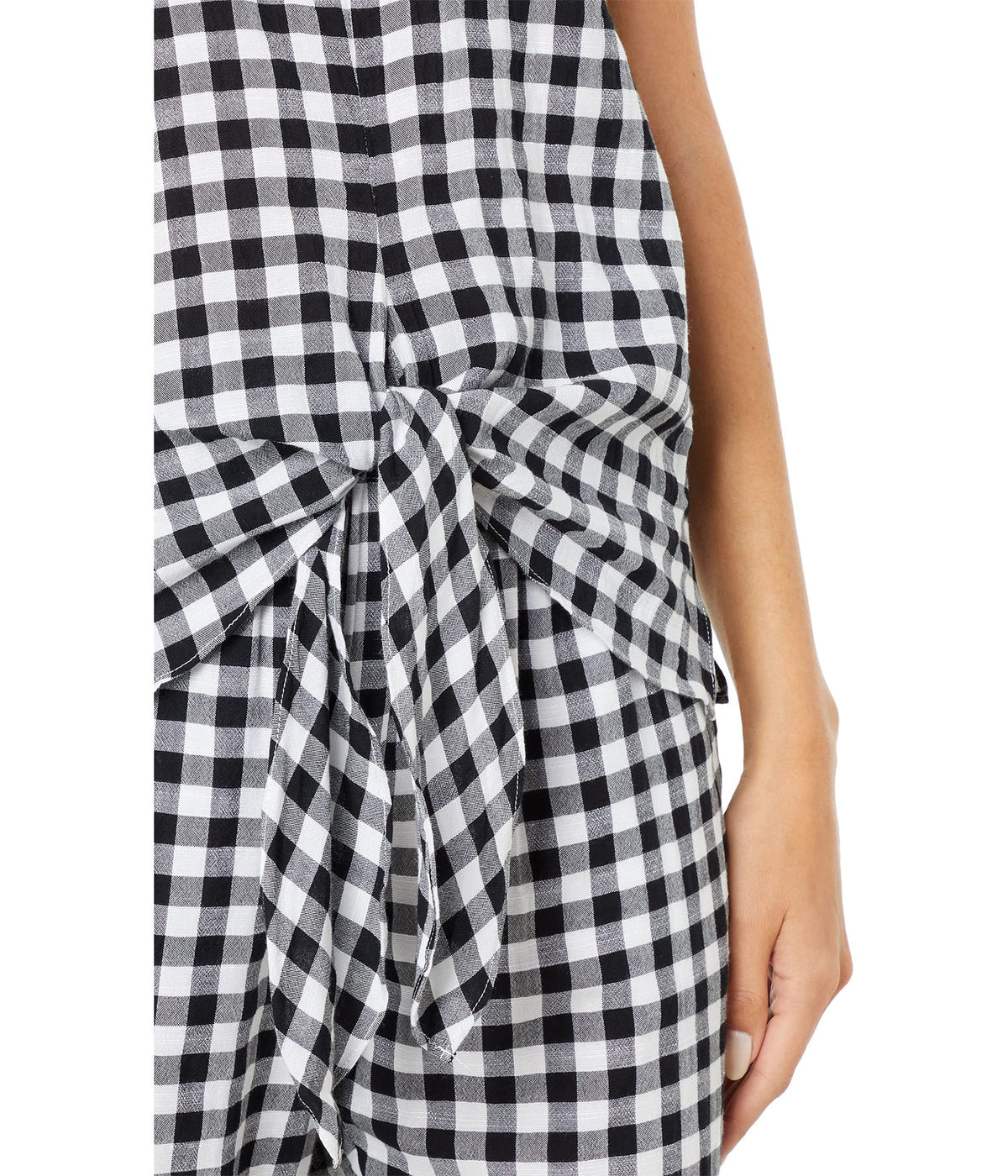 Michael Kors Gingham Tie Front Tank Black/White XL