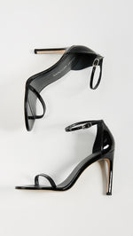 Stuart Weitzman Nudistsong Ankle Strap Sandal Black Patent Leather 11 N