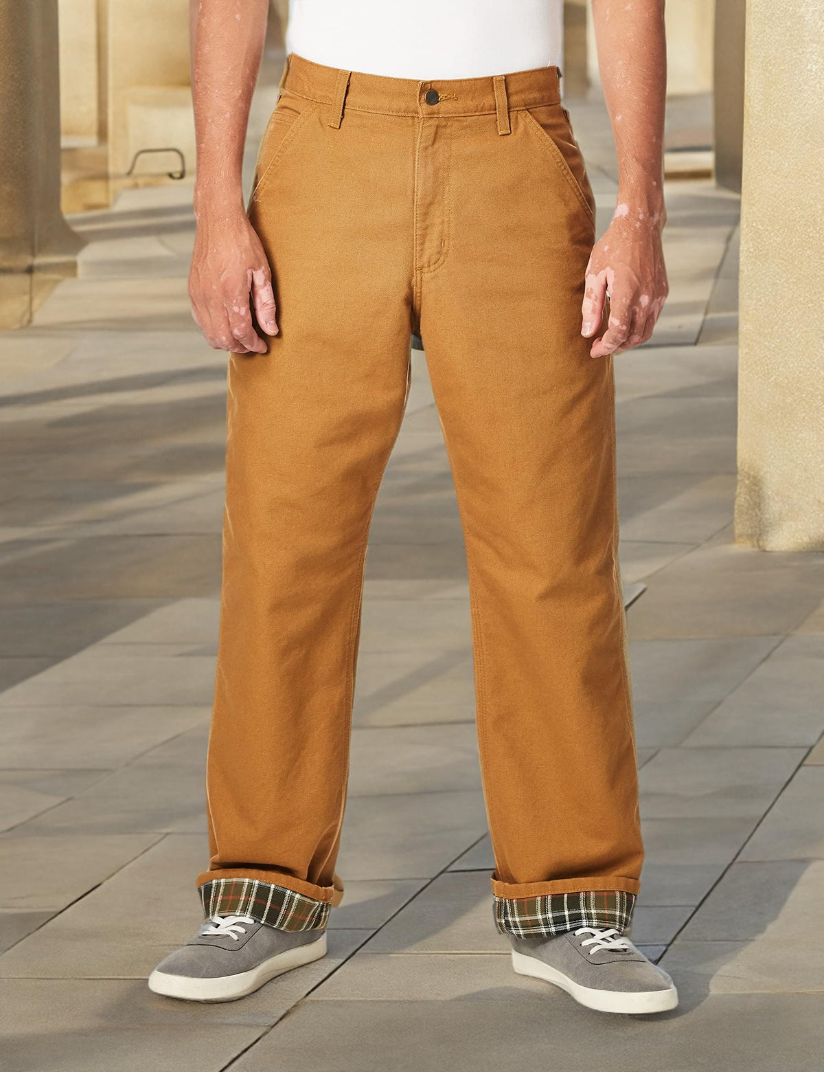 Carhartt Men's Loose Fit Washed Duck Flannel-Lined Utility Work Pant 34W x 34L Carhartt Brown
