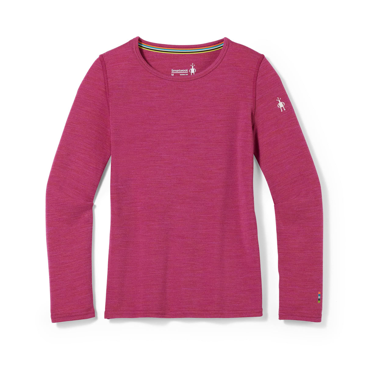 Smartwool Kids' Classic Thermal Merino Wool Base Layer — Crew (Slim Fit), Festive Fuchsia Heather, X-Large