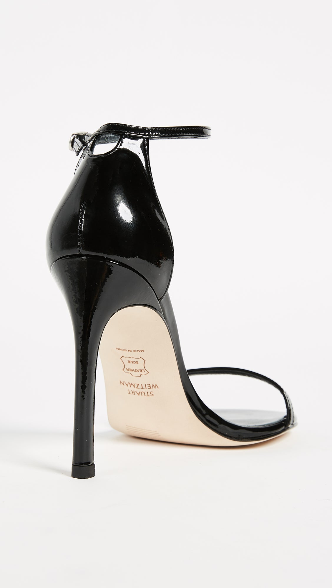 Stuart Weitzman Nudistsong Ankle Strap Sandal Black Patent Leather 11 N
