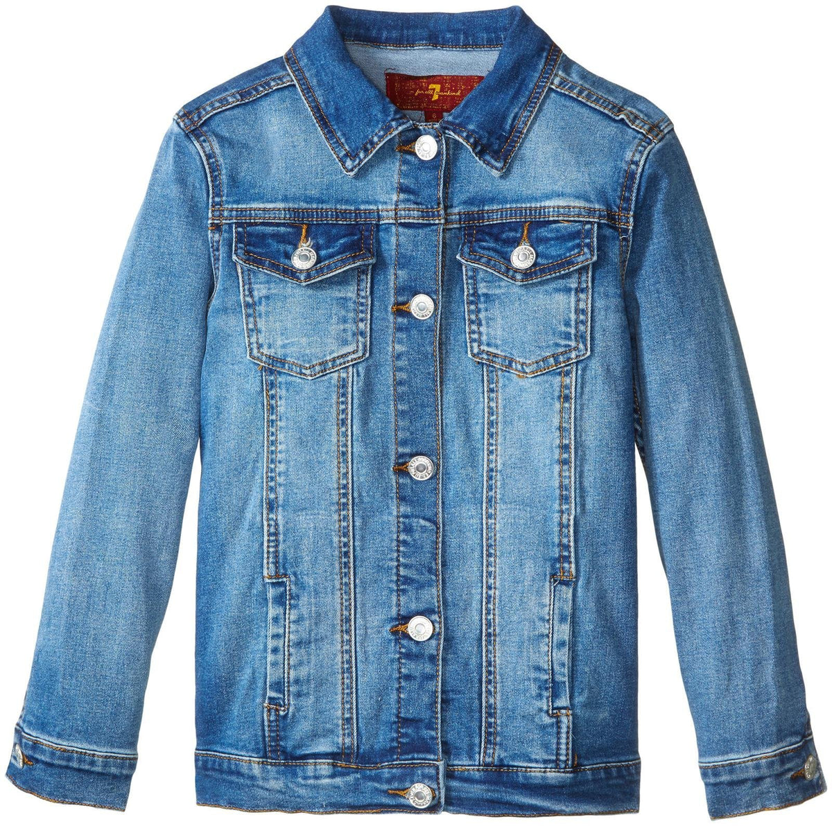 7 For All Mankind Girls Short Sleeve Denim Jacket, White, 6x