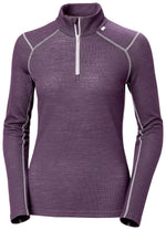 Helly-Hansen Women's LIFA Merino Midweight Half-Zip Base Layer, Warm Base-Layer-Underwear, Versatile Shirt, 670 Amethyst - M